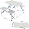 imageOutvita Portable Picnic Table with Seats Folding OnePiece Dining Table Set with Suitcase Umbrella Hole for BBQ Gathering Travel Party Beach PatioSilver
