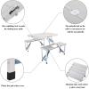 imageOutvita Portable Picnic Table with Seats Folding OnePiece Dining Table Set with Suitcase Umbrella Hole for BBQ Gathering Travel Party Beach PatioSilver