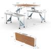 imageOutvita Portable Picnic Table with Seats Folding OnePiece Dining Table Set with Suitcase Umbrella Hole for BBQ Gathering Travel Party Beach PatioWood