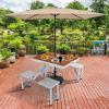 imageOutvita Portable Picnic Table with Seats Folding OnePiece Dining Table Set with Suitcase Umbrella Hole for BBQ Gathering Travel Party Beach PatioWood