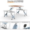 imageOutvita Portable Picnic Table with Seats Folding OnePiece Dining Table Set with Suitcase Umbrella Hole for BBQ Gathering Travel Party Beach PatioWood