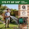 imageOutvita Wall Mounted Garden Hose Reel Holds 175 ft 58inch Hose Manual Water Hose Holder Winder Decorative HeavyDuty Space Saving Easy Assmbly for Yard Lawn Garage Backyards Brown