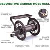 imageOutvita Wall Mounted Garden Hose Reel Holds 175 ft 58inch Hose Manual Water Hose Holder Winder Decorative HeavyDuty Space Saving Easy Assmbly for Yard Lawn Garage Backyards Brown