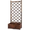 imageOutvita 45 Raised Garden Bed with Trellis Wood Planter Box with Hanging Roof Side Trellis and Drainage Holes Above Ground Elevated Garden Bed for Outdoor Climbing Plants VegetablesTeak ColorBrown