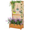 imageOutvita 45 Raised Garden Bed with Trellis Wood Planter Box with Hanging Roof Side Trellis and Drainage Holes Above Ground Elevated Garden Bed for Outdoor Climbing Plants VegetablesTeak ColorOrange