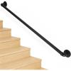 imageOutvita 4FT Metal Industrial Stairs Black Grab Wall Handrail Staircase Steps Hand Rail Safety Bar Handle for Indoor Exterior Outdoor Deck Heavy Duty Support Stairs Bars Wall Elderly Frame Pipe4 Feet