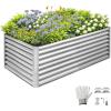 imageOutvita 632ft Galvanized Raised Garden Bed Metal Outdoor Planter Box Rectangular Garden Bed for Planting Vegetables Fruits Flowers Silver