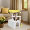 imageOutvita Cat Tree 275in Small Cat Tower MultiLevel Cat Tree Tower with Cat Scratching Post and Pad Cozy Cat Condo Padded Top Bed for Kittens and Indoor Cats Yellow amp Green275 Yellow  White