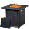 imageOutvita Fire Pit Table 28 50000 BTU Square Metal Propane Fire Table with Lid and Lava Rocks for Outside Garden Backyard Deck Patio
