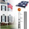 imageOutvita Flag Pole for Outside Aluminum Alloy 25FT Sectional Flagpole with 3x5 USA Flag Gold Ball Top Halyard Rope PVC Sleeve for Commercial Residential Yard Garden Silver PoleRetractable polesSilver20ft