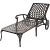 imageOutvita Outdoor Chaise Lounge Chairs Set of 2 Pool Cast Aluminum Recliner Table Set with 3Position Adjustable Back Armrest and Wheels for Backyard Porch Patio Balcony DeckBronze