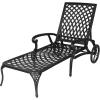 imageOutvita Outdoor Chaise Lounge Chairs Set of 2 Pool Cast Aluminum Recliner Table Set with 3Position Adjustable Back Armrest and Wheels for Backyard Porch Patio Balcony DeckBlack