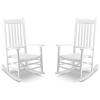 imageOutvita Outdoor Rocking Chair Set of 2 Solid Wood High Back Rocker All Weather Lounge Chair for Porch Patio Fire Pit Garden Backyard Deck Indoor Wave Shape White