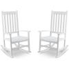 imageOutvita Outdoor Rocking Chair Set of 2 Solid Wood High Back Rocker All Weather Lounge Chair for Porch Patio Fire Pit Garden Backyard Deck Indoor White