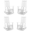 imageOutvita Outdoor Rocking Chair Set of 4 Solid Wood High Back Rocker All Weather Lounge Chair for Porch Patio Fire Pit Garden Backyard Deck Indoor Wave Shape White
