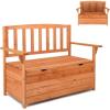 imageOutvita Outdoor Wood Storage Bench Wooden Large Deck Box with Seating amp Armrest Waterproof Patio Organizer Loveseat for Garden Porch Deck Backyard Poolside NaturalNatural