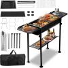imageOutvita Portable Charcoal Grill Foldable Barbecue Grill with Storage Shelf and Carry Bag for Outdoor Cooking Camping Hiking Party Picnic Garden Beach