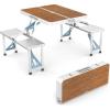 imageOutvita Portable Picnic Table with Seats Folding OnePiece Dining Table Set with Suitcase Umbrella Hole for BBQ Gathering Travel Party Beach PatioWood