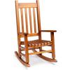 imageOutvita Wood Childrens Rocking Chair Perfect for Indoor or Outdoor AllWeather Wooden Porch Rocker for Garden Yard and Balcony Patio Rocking Chair Suitable for Kids Ages 610BlackNatural