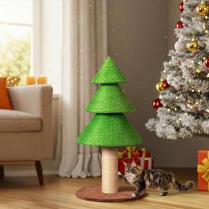 imageOutvita 315in Christmas Tree Cat Scratcher Cat Scratching Post for Indoor Cats Large Sisal Cat Scratching Tree Cat Scratch Tower Grass Green315 Grass Green