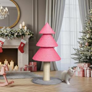 imageOutvita 315in Christmas Tree Cat Scratcher Cat Scratching Post for Indoor Cats Large Sisal Cat Scratching Tree Cat Scratch Tower Grass Green315 Pink