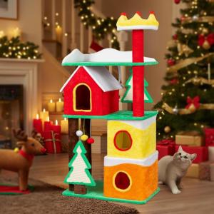 imageOutvita 315in Christmas Tree Cat Scratcher Cat Scratching Post for Indoor Cats Large Sisal Cat Scratching Tree Cat Scratch Tower Grass Green56 Tower