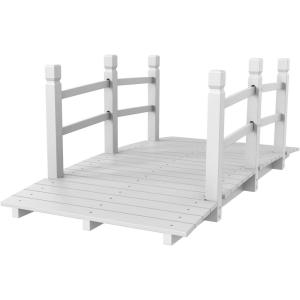 imageOutvita 5 ft Garden Wooden Bridge Arch Stained Finish with Safety Rails Outdoor Footbridge for Backyard Creek Farm Decorative Pond Bridge5ftwhite