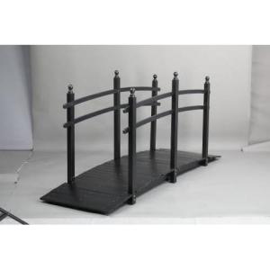 imageOutvita 5 ft Garden Wooden Bridge Arch Stained Finish with Safety Rails Outdoor Footbridge for Backyard Creek Farm Decorative Pond Bridge75ftblack