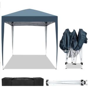 imageOutvita 5x5ft Pop Up Canopy Tent Outdoor Instant Shelter Folding Canopy with Carry Bag and 2pcs Sidewalls for Commercial Events Party Backyard BBQ Camping White6565 Blueno side walls