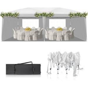 imageOutvita 5x5ft Pop Up Canopy Tent Outdoor Instant Shelter Folding Canopy with Carry Bag and 2pcs Sidewalls for Commercial Events Party Backyard BBQ Camping White1020 White4 side walls