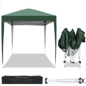 imageOutvita 5x5ft Pop Up Canopy Tent Outdoor Instant Shelter Folding Canopy with Carry Bag and 2pcs Sidewalls for Commercial Events Party Backyard BBQ Camping White6565 Greenno side walls