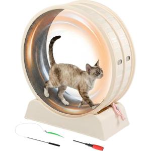 imageOutvita Cat Exercise Wheel for Indoor Cats 315 Cat Treadmill with Detachable Carpet  Locking Mechanism Cats Running Wheel Helps Cats to Lose Weight and Keep Health Easy Assembled GrayWhite