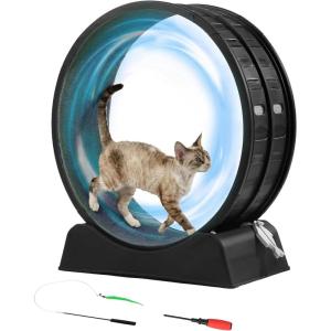 imageOutvita Cat Exercise Wheel for Indoor Cats 315 Cat Treadmill with Detachable Carpet  Locking Mechanism Cats Running Wheel Helps Cats to Lose Weight and Keep Health Easy Assembled GrayBlack