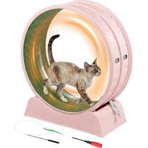 imageOutvita Cat Exercise Wheel for Indoor Cats 315 Cat Treadmill with Detachable Carpet  Locking Mechanism Cats Running Wheel Helps Cats to Lose Weight and Keep Health Easy Assembled GrayPink