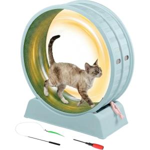 imageOutvita Cat Exercise Wheel for Indoor Cats 315 Cat Treadmill with Detachable Carpet  Locking Mechanism Cats Running Wheel Helps Cats to Lose Weight and Keep Health Easy Assembled GrayBlue