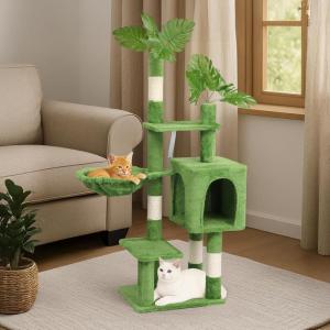 imageOutvita Cat Tree 275in Small Cat Tower MultiLevel Cat Tree Tower with Cat Scratching Post and Pad Cozy Cat Condo Padded Top Bed for Kittens and Indoor Cats Yellow amp Green48 Green