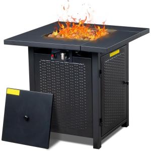 imageOutvita Fire Pit Table 28 50000 BTU Square Metal Propane Fire Table with Lid and Lava Rocks for Outside Garden Backyard Deck Patio