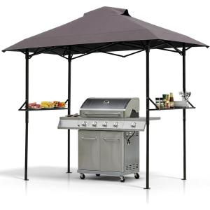 imageOutvita Grill Canopy for Outdoor BBQ 80  40in Portable Canopy Tent with BBQ Shelf Carry Bag and Ventilation Opening for Patio Garden Events Picnic GrillingGray