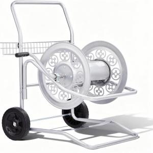 imageOutvita Hose Reel Cart Hold up to 175 Ft of 58 Garden Water Hose Reel Carts Mobile Tools with 2 Wheels Heavy Duty Powdercoated for Garden Yard Lawn OutdoorSilver200FT