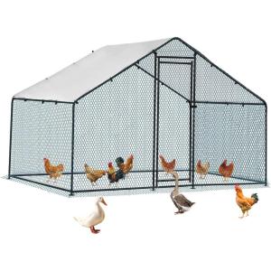imageOutvita Large Metal Chicken Coop Hexagon Walk in Chicken Run for Yard with Waterproof Cover 13 x 114 x 86FT Heavy Duty Steel Frame Large Poultry Cage for Dog Kennel Duck Coop and Hen HouseBlack