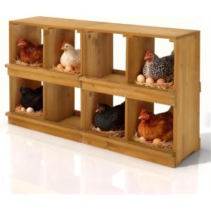 imageOutvita Nesting Boxes for Chickens 4 Compartments Wood Chicken Nesting Box Wall Mount Versatile Use Nest Box for Chicken Coop Easy to Assemble for Chicken Hens Ducks8 Compartments