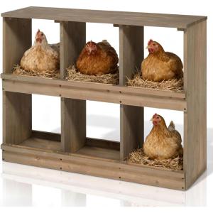 imageOutvita Nesting Boxes for Chickens 4 Compartments Wood Chicken Nesting Box Wall Mount Versatile Use Nest Box for Chicken Coop Easy to Assemble for Chicken Hens Ducks6 Compartments