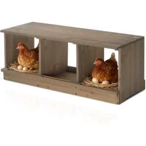 imageOutvita Nesting Boxes for Chickens 4 Compartments Wood Chicken Nesting Box Wall Mount Versatile Use Nest Box for Chicken Coop Easy to Assemble for Chicken Hens Ducks3 Compartments