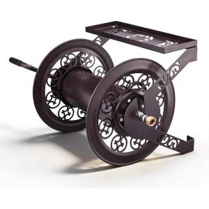 imageOutvita Wall Mounted Garden Hose Reel Holds 175 ft 58inch Hose Manual Water Hose Holder Winder Decorative HeavyDuty Space Saving Easy Assmbly for Yard Lawn Garage Backyards Brown