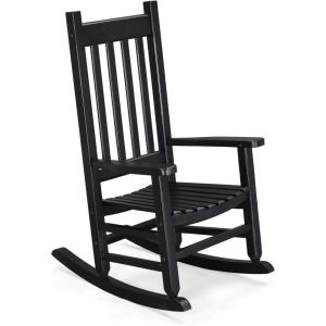 imageOutvita Wood Childrens Rocking Chair Perfect for Indoor or Outdoor AllWeather Wooden Porch Rocker for Garden Yard and Balcony Patio Rocking Chair Suitable for Kids Ages 610BlackBlack