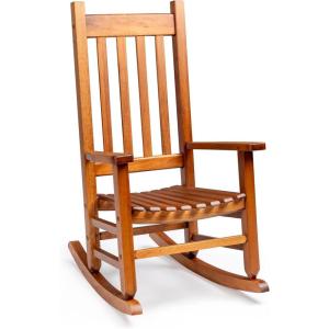 imageOutvita Wood Childrens Rocking Chair Perfect for Indoor or Outdoor AllWeather Wooden Porch Rocker for Garden Yard and Balcony Patio Rocking Chair Suitable for Kids Ages 610BlackNatural