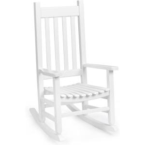 imageOutvita Wood Childrens Rocking Chair Perfect for Indoor or Outdoor AllWeather Wooden Porch Rocker for Garden Yard and Balcony Patio Rocking Chair Suitable for Kids Ages 610BlackWhite