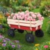 imageOutvita AllTerrain Cargo Wagon with 10 Air Tires Steel Structure Wagon with Removable Wooden Side Panels for Kids Garden and Cargo Up to 220lbs Capacity 38 L x 19 W x 31 H RedRed