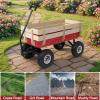 imageOutvita AllTerrain Cargo Wagon with 10 Air Tires Steel Structure Wagon with Removable Wooden Side Panels for Kids Garden and Cargo Up to 220lbs Capacity 38 L x 19 W x 31 H RedRed