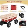 imageOutvita AllTerrain Cargo Wagon with 10 Air Tires Steel Structure Wagon with Removable Wooden Side Panels for Kids Garden and Cargo Up to 220lbs Capacity 38 L x 19 W x 31 H RedRed